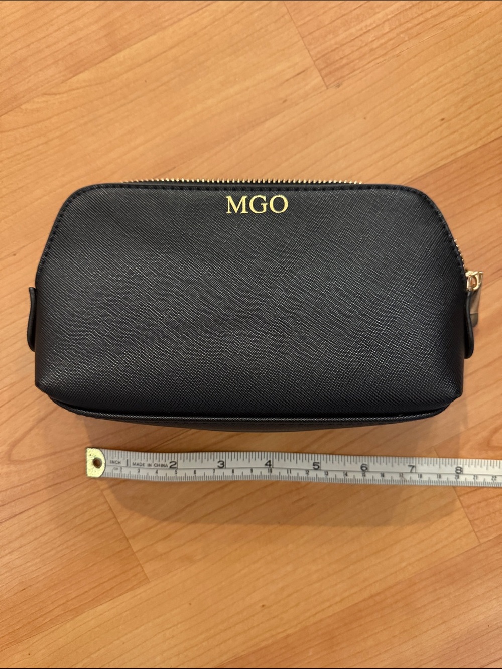 Small Black Leather Cosmetic Bag